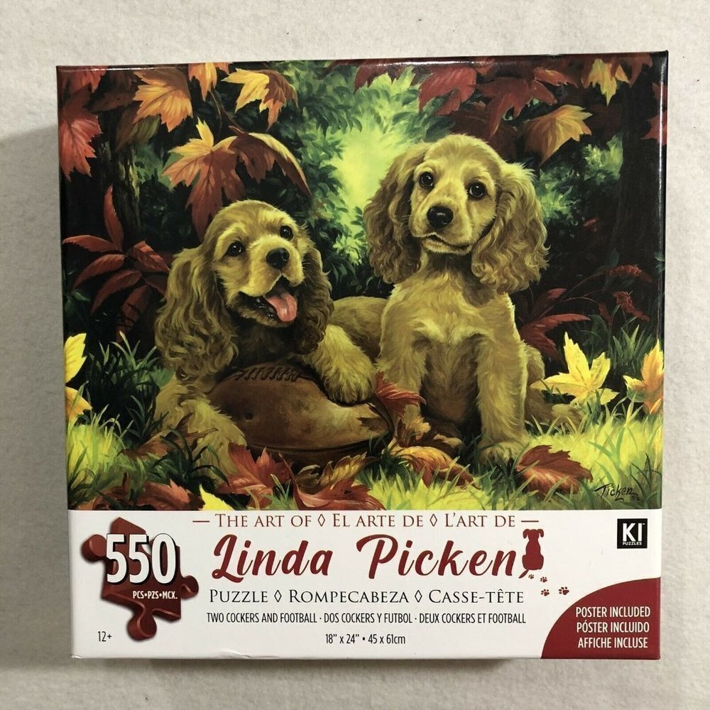 Linda Picken 500pcs Puzzle Jigsaw Cockers Football Ball Dog Puppy Sports Fan